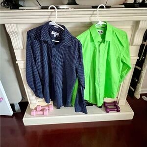 2 Like New Men’s Express Dress Shirts Sz Medium Slim Fit